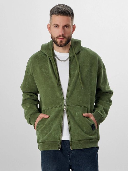 Толстовка мужская на молнии зеленая, фото 7 из 7