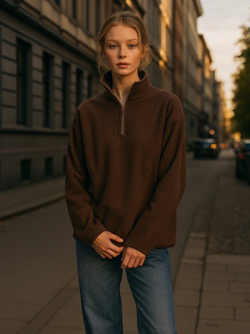 Толстовка женская коричневая, фото 1 из 46