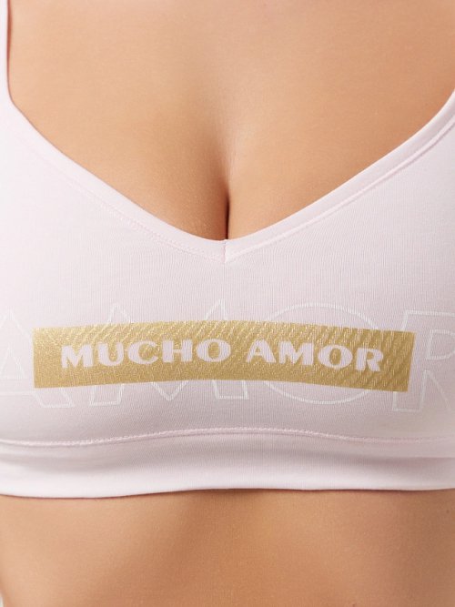 Бюстье женское розовое с надписью "Mucho amor", фото 5 из 16