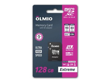 Карта памяти Olmio Extreme microSDHC 128GB Class 10 UHS-I (с адаптером)