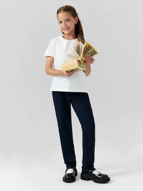 Классические брюки для девочек в темно-синем цвете, фото 9 из 12