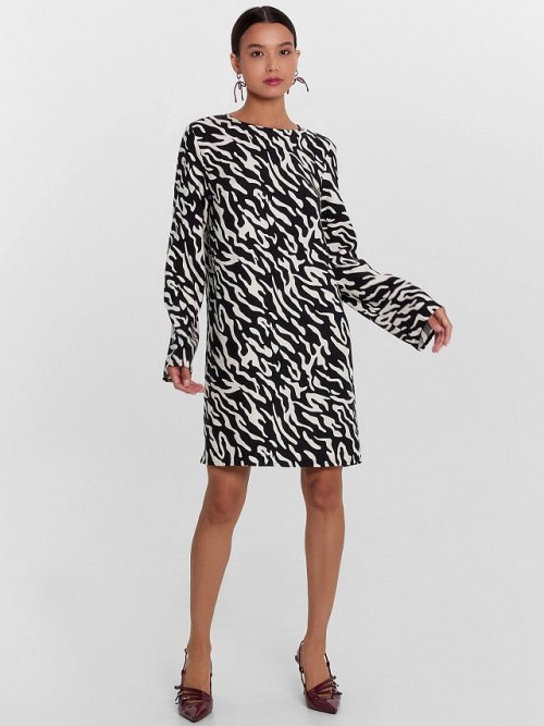 Платье женское черное с принтом "зебра", фото 3 из 6