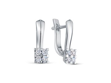 Серьги с английским замком Brilliant Style, белое золото 585 проба, вставка бриллиант