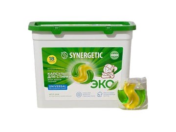 Капсулы для стирки SYNERGETIC UNIVERSAL 18шт