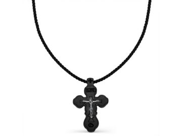 Колье Шнурок Orthodox, серебро 925 проба, вставка текстиль