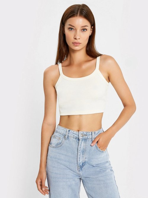 Кроп-топ женский в молочном цвете, фото 1 из 4
