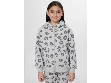 Теплая толстовка для девочек серая на молнии с начесом