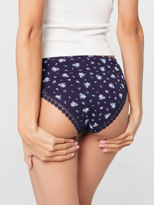 Трусы слипы женские синие с цветочным принтом, фото 5 из 24