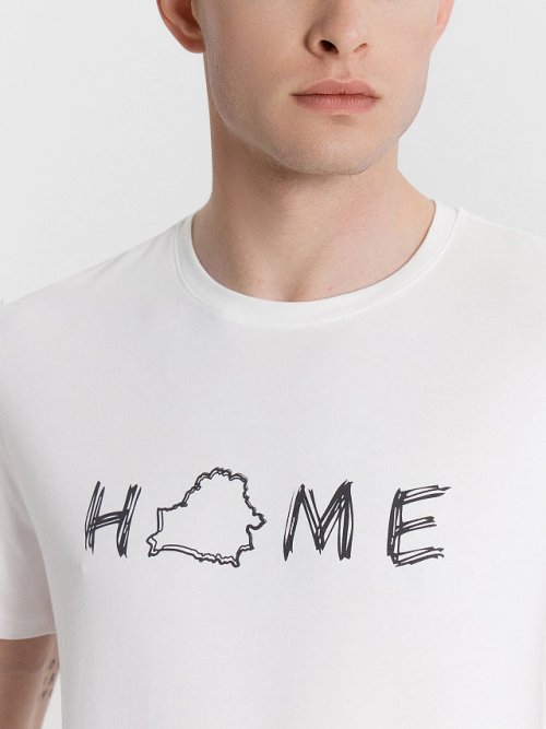 Футболка мужская белая с надписью "Home", фото 4 из 5