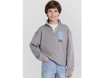 Толстовка для мальчиков серая с принтом на груди