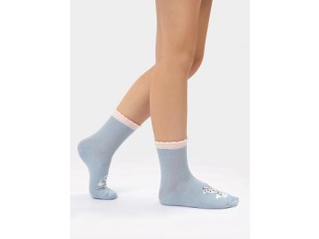 Высокие детские носки серо-голубого цвета с рисунком в виде пуделя Марк Формель