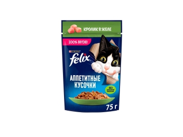 Феликс 75г Конс д/к кусочки в желе кролик в Щучине Три цены
