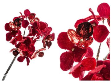 Цветок искусственный Гортензия, 47 см, красный/золотой, арт. K03916 Ома