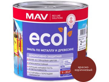 Эмаль ECOL по металлу и древесине (ПФ-115) красно-коричневая глянцевая  2,4л (2 кг)