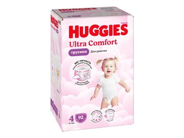 Детские трусики-подгузники Huggies ULTRA COMFORT GIRL Box 4 (9-14кг), 92 шт