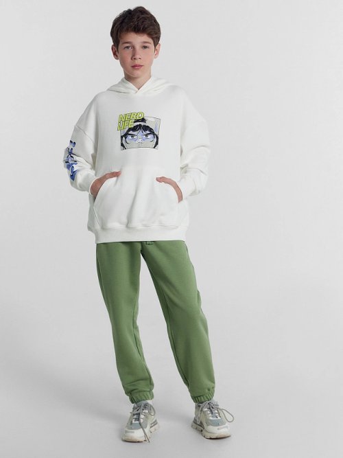 Худи для мальчиков белое с надписью "Nerd life", фото 3 из 8