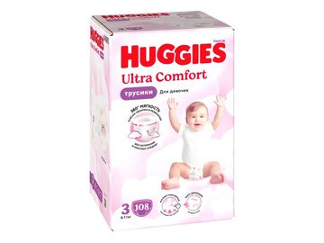 Детские трусики-подгузники Huggies ULTRA COMFORT GIRL Box 3 (6-11кг), 108 шт