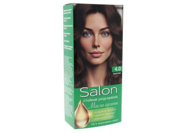 Уход-краска для волос SALON стойкая, тон 4.0 каштан