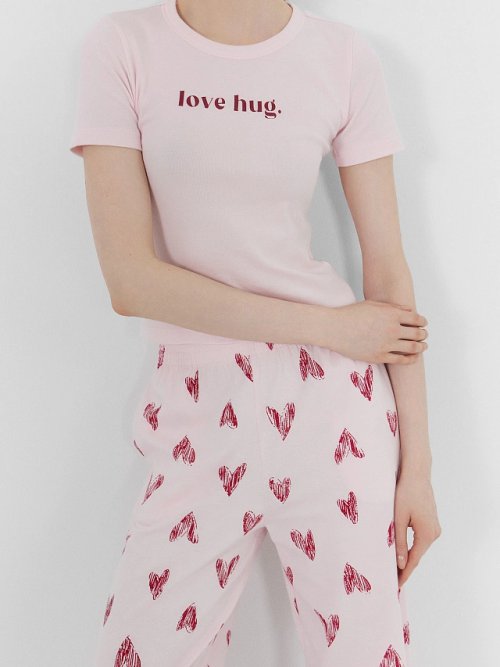 Пижама женская розовая с принтом "love hug.", фото 9 из 20