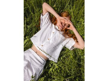 Рубашка для девочек белая из ажурного хлопка ришелье