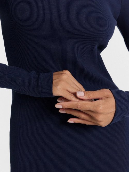 Прилегающее платье в рубчик графитового цвета, фото 6 из 6