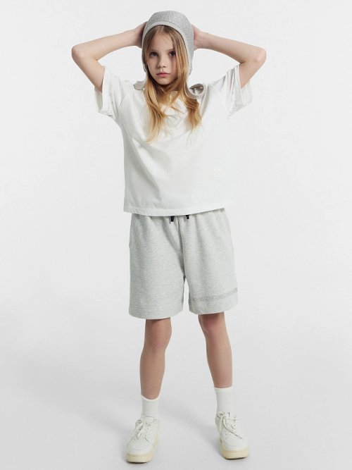 Шорты для девочек серые с печатью, фото 1 из 6