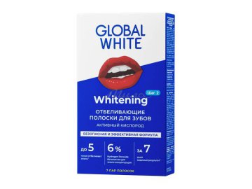 Полоски для отбеливания зубов GLOBAL WHITE Активный кислород, 14 шт