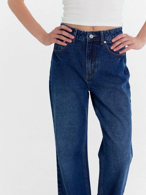 Брюки женские джинсовые wide leg синие, фото 6 из 7