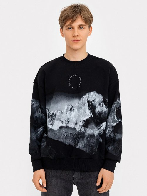 Свитшот мужской черный с печатью, фото 1 из 5