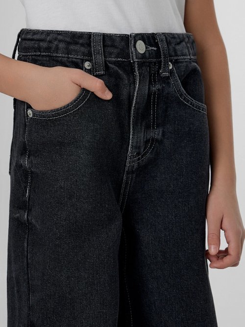 Джинсы для девочек серые Wide leg, фото 6 из 21