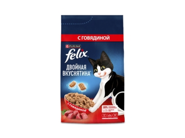 Корм д/кошек Феликс Двойная вкуснятина с мясом/говядина сухой 1300 г