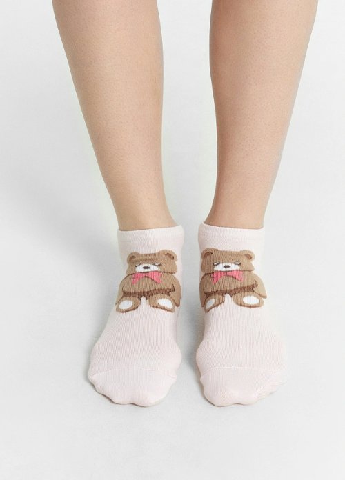Носки женские розовые с рисунком в виде медведя, фото 1 из 15