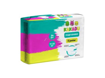 Подгузники для детей KAKADU Junior 5, 34 штуки
