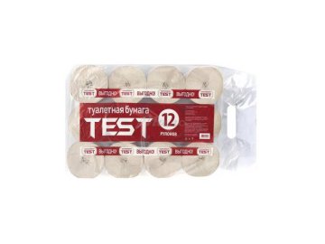 Бумага туалетная TEST однослойная, с тиснением, 12 шт