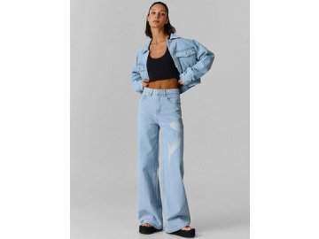 Джинсы Wide leg женские голубые с принтом