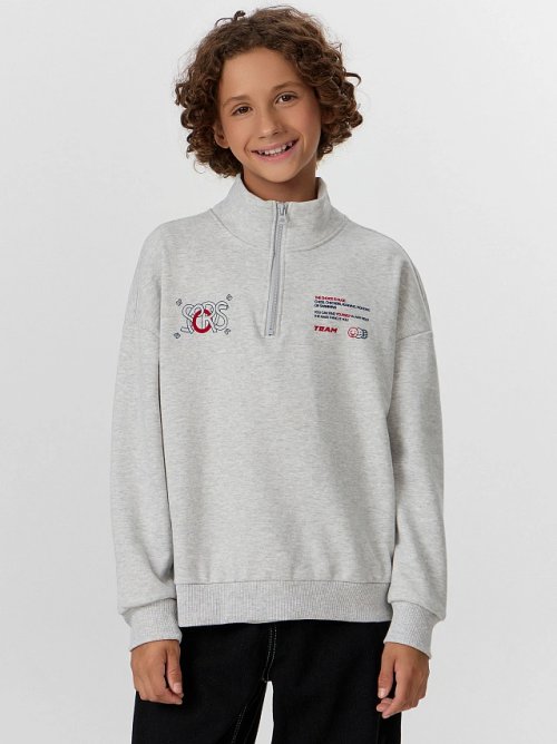 Толстовка для мальчиков серая с принтом, фото 4 из 11