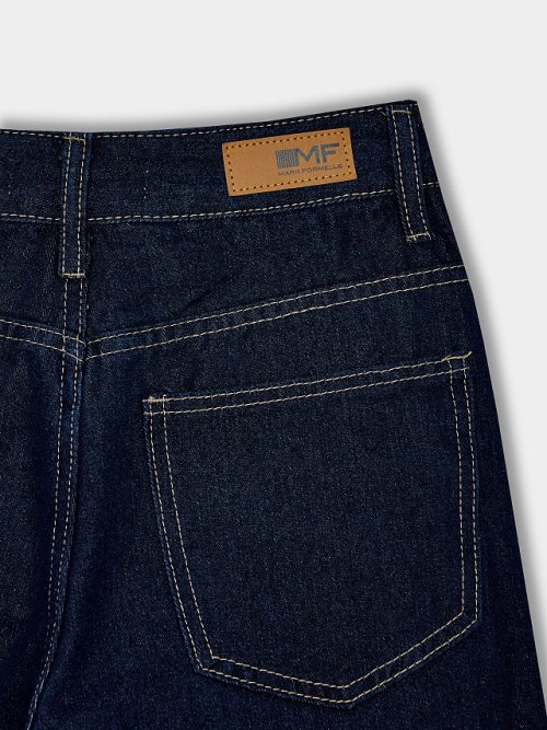 Джинсы женские wide leg темно-синие со средней посадкой, фото 8 из 16