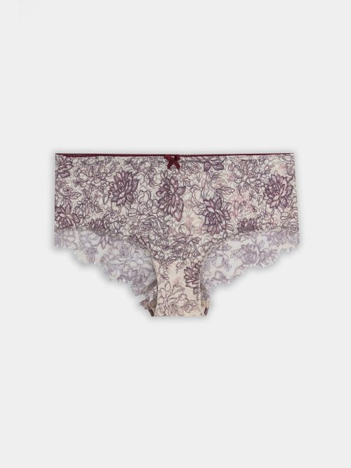 Трусы шорты женские бордовые кружевные, фото 8 из 24