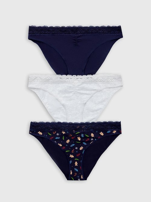 Трусы бикини женские с новогодним дизайном в наборе, 3 шт, фото 8 из 30