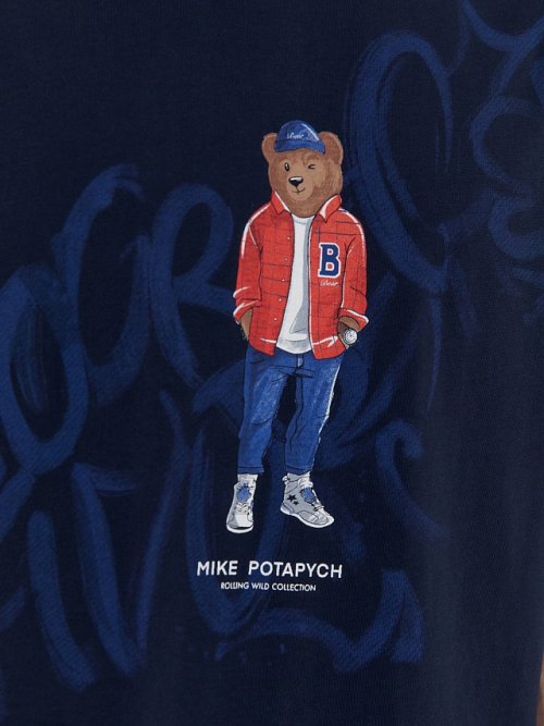 Футболка мужская синяя с печатью, фото 11 из 15