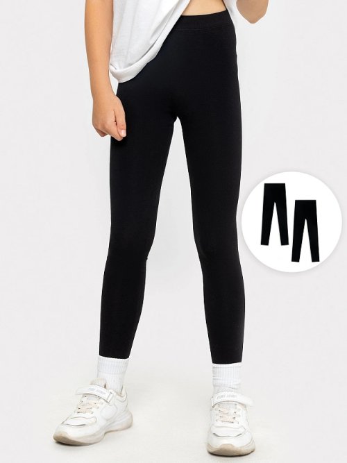 Легинсы для девочек мультипак (2 шт.) в черном цвете, фото 1 из 8