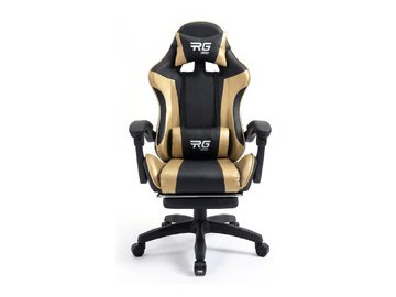 Игровое кресло BYROOM RG HEALER leather Black/Gold с подставкой для ног BRGF813L-B/GLD (GF-8060-OB)