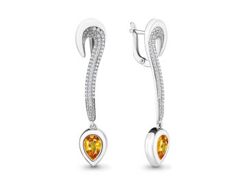 Серьги длинные Aquamarine, серебро 925 проба, вставка фианит