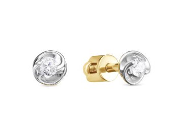 Серьги пусеты RoseGrace, желтое золото 585 проба, вставка бриллиант