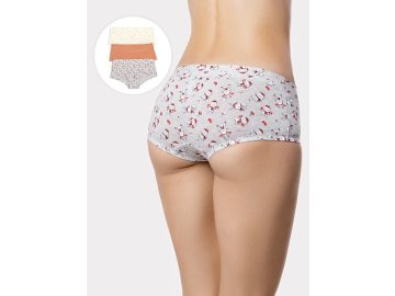 Мультипак трусиков-шортов (3 шт.) в расцветке "новогодние зайки на сером меланже" Марк Формель