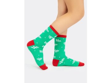 Высокие детские носки в ярком зеленом цвете с новогодним дизайном Марк Формель