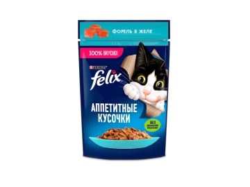 Корм д/кошек Феликс форель в желе кусочки 75 г