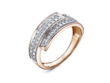 Кольцо декоративное RoseGrace, красное золото 585 проба, вставка бриллиант