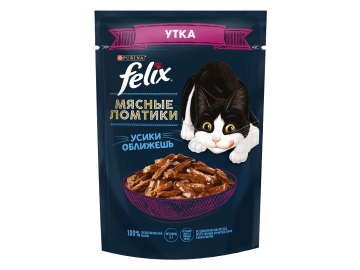 Пауч Purina Felix Мясные ломтики, для взрослых кошек, с уткой, 75 г Зообазар