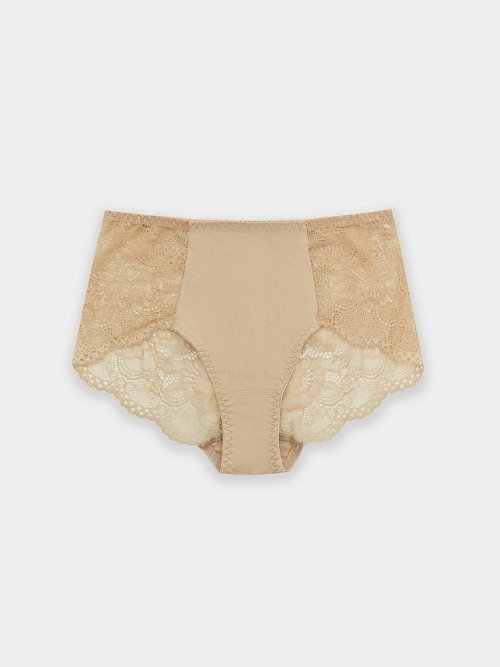 Трусы макси женские бежевые с кружевом, фото 8 из 24